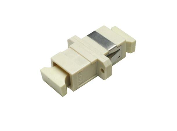 Adapter MM SC-SPX OM1/OM2, Beige Med flens, metall klips, keramisk hylse